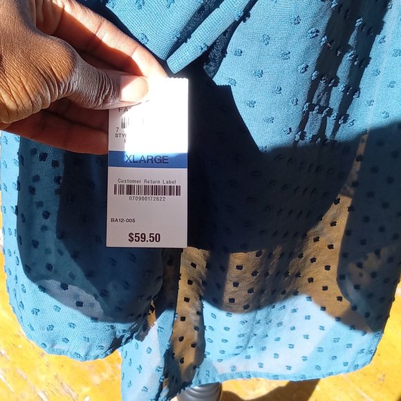 Blue sheer laser velour cut embellished top - Picture 5 of 13